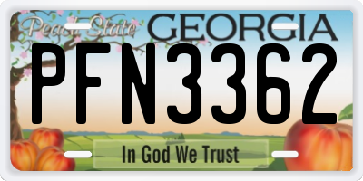 GA license plate PFN3362