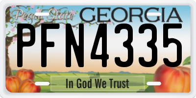 GA license plate PFN4335