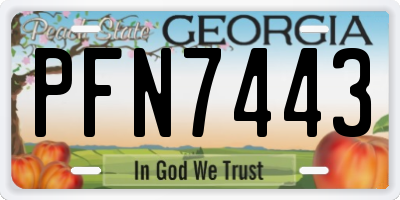 GA license plate PFN7443