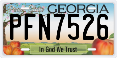 GA license plate PFN7526