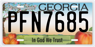 GA license plate PFN7685