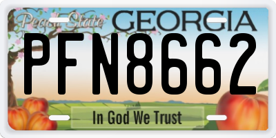 GA license plate PFN8662