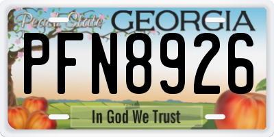 GA license plate PFN8926