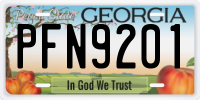 GA license plate PFN9201