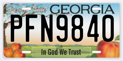 GA license plate PFN9840
