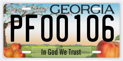 GA license plate PFO0106