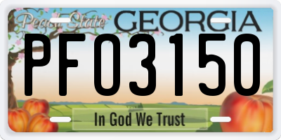 GA license plate PFO3150