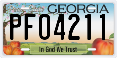 GA license plate PFO4211