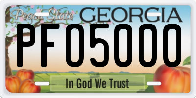 GA license plate PFO5000