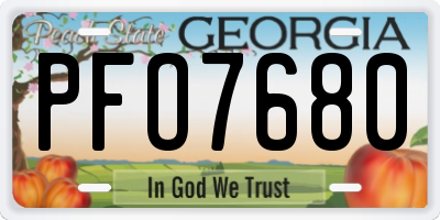 GA license plate PFO7680