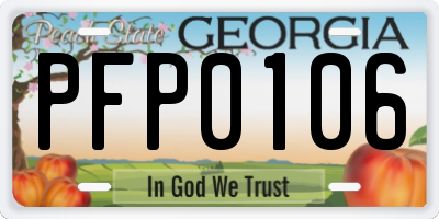 GA license plate PFP0106