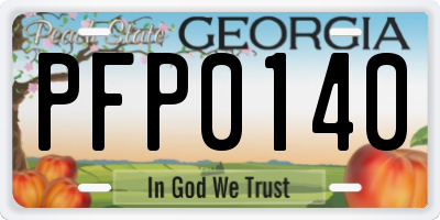 GA license plate PFP0140