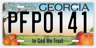 GA license plate PFP0141