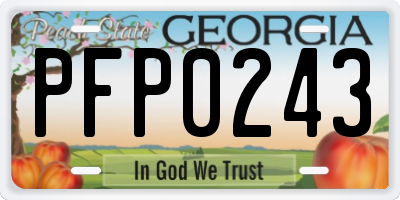 GA license plate PFP0243