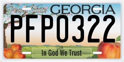 GA license plate PFP0322