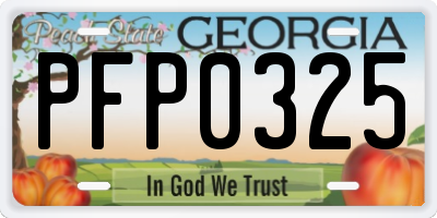 GA license plate PFP0325