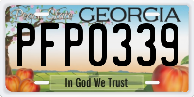 GA license plate PFP0339