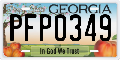GA license plate PFP0349