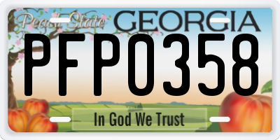 GA license plate PFP0358