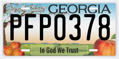 GA license plate PFP0378
