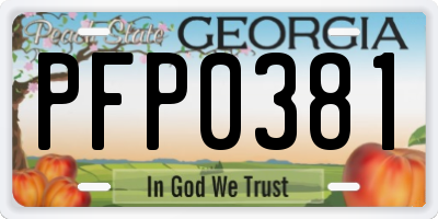 GA license plate PFP0381