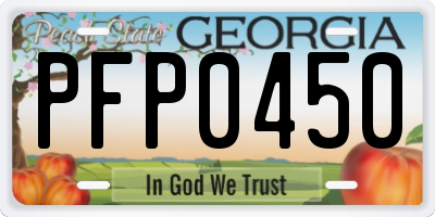 GA license plate PFP0450