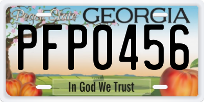 GA license plate PFP0456