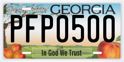 GA license plate PFP0500