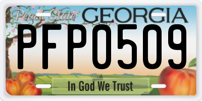 GA license plate PFP0509