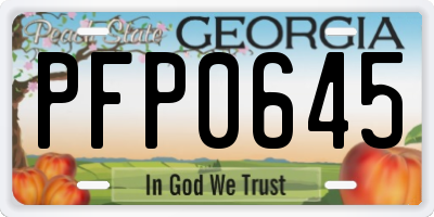 GA license plate PFP0645