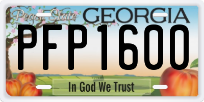 GA license plate PFP1600