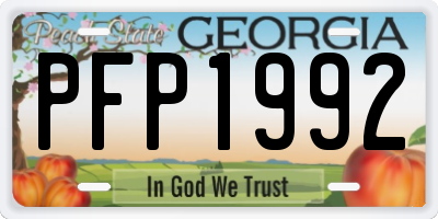 GA license plate PFP1992