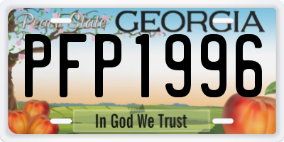 GA license plate PFP1996