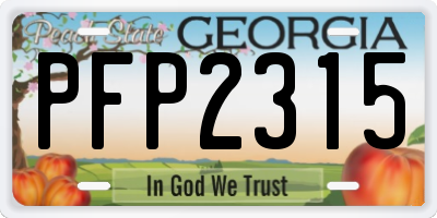 GA license plate PFP2315