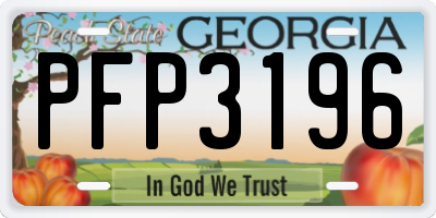 GA license plate PFP3196