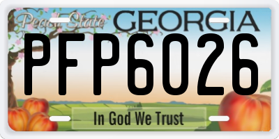 GA license plate PFP6026