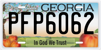 GA license plate PFP6062