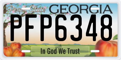 GA license plate PFP6348