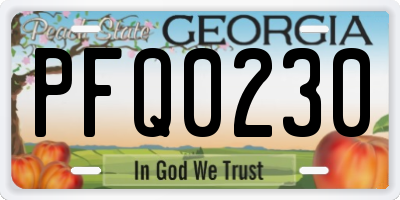 GA license plate PFQ0230