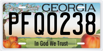 GA license plate PFQ0238