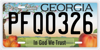 GA license plate PFQ0326