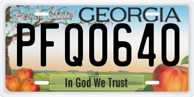 GA license plate PFQ0640