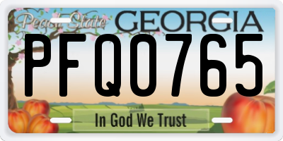 GA license plate PFQ0765