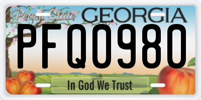 GA license plate PFQ0980