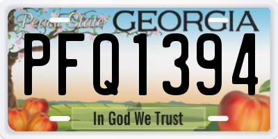 GA license plate PFQ1394