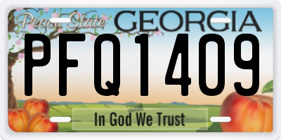GA license plate PFQ1409