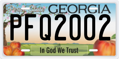 GA license plate PFQ2002