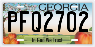 GA license plate PFQ2702