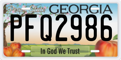 GA license plate PFQ2986