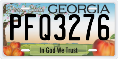 GA license plate PFQ3276